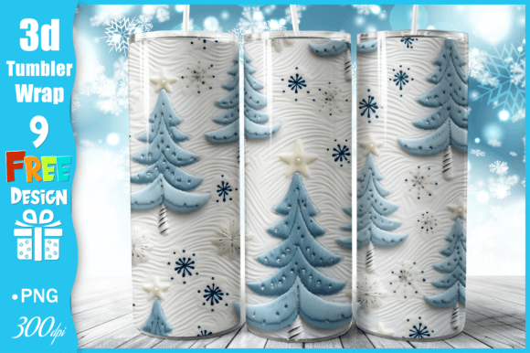 3D Embroidery Christmas Tree Tumbler