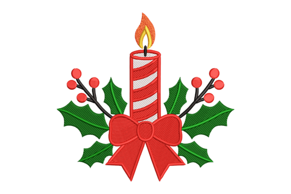 Christmas Candle Embroidery Design