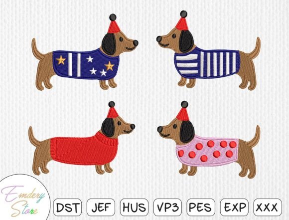 Dachshund Embroidery Patch Set