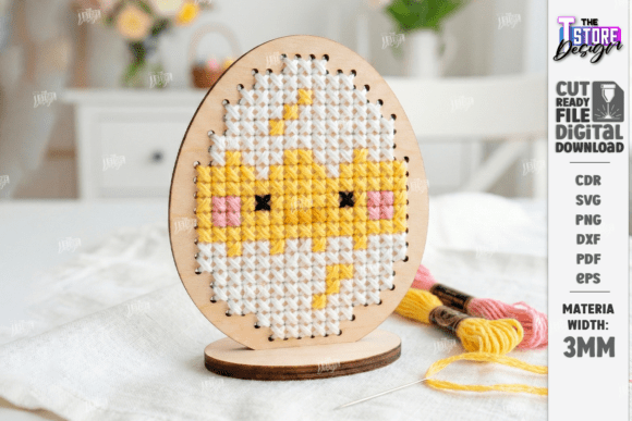 Easter Cross Stitch Ornament Laser Cut