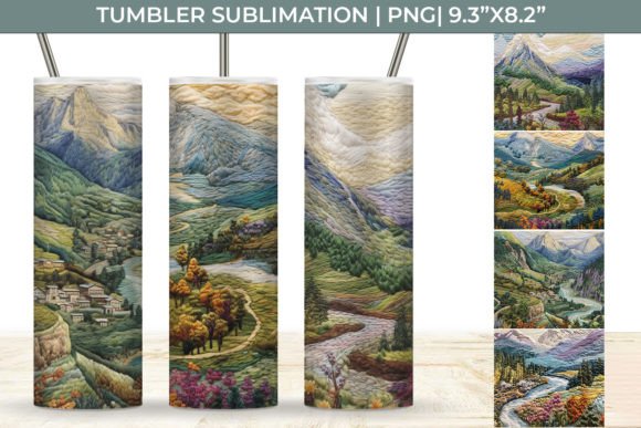 Embroidery Mountain Landscape Tumbler Pn