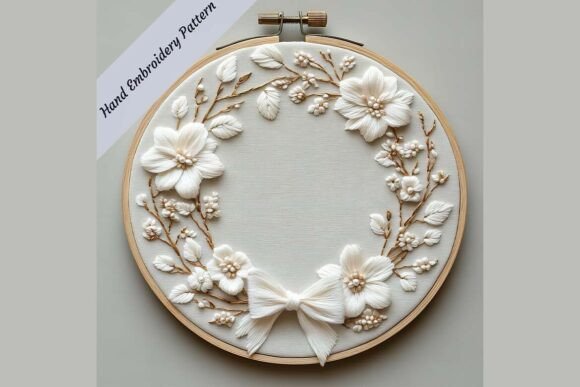 Hand Embroidery Floral Wedding Wreath 05
