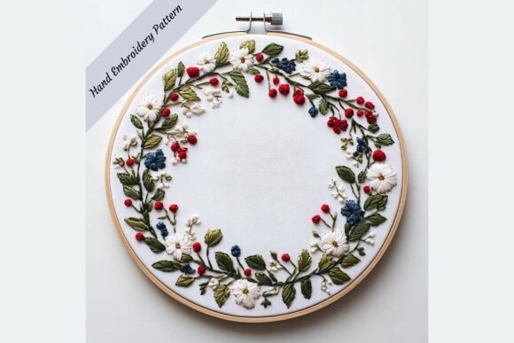Hand Embroidery Floral Wedding Wreath