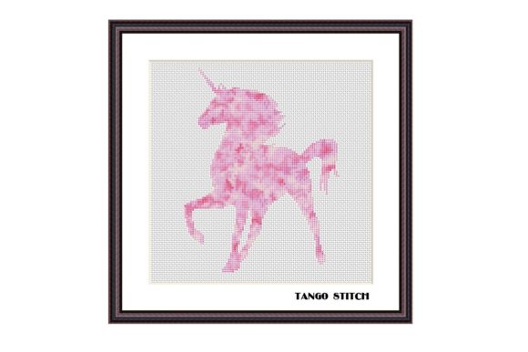 Pink Watercolor Unicorn Cross Stitch