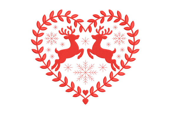 Reindeer Heart Embroidery Design