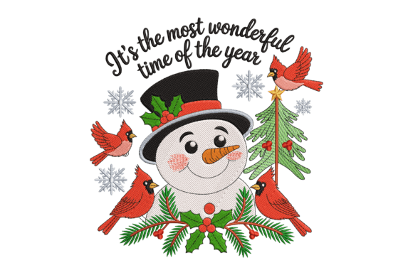 Snowman Family Embroidery Design